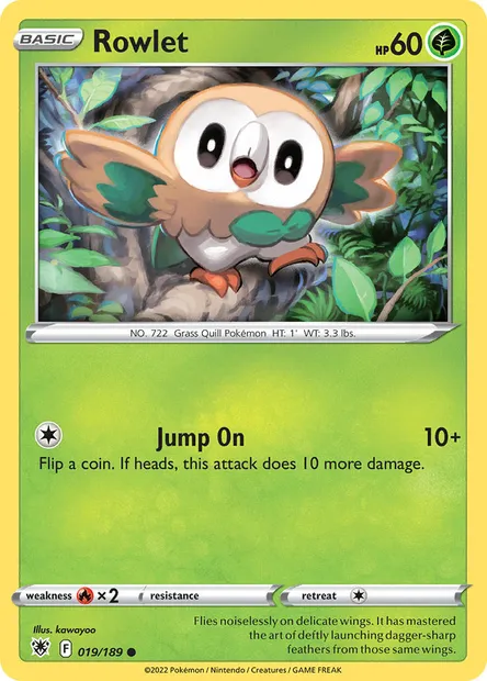 Rowlet, Pokémon card ASR 019 — Astral Radiance set
