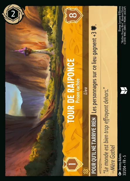 Tour de Raiponce - Prison cachée, carte Disney Lorcana CH5-033 — extension Ciel Scintillant