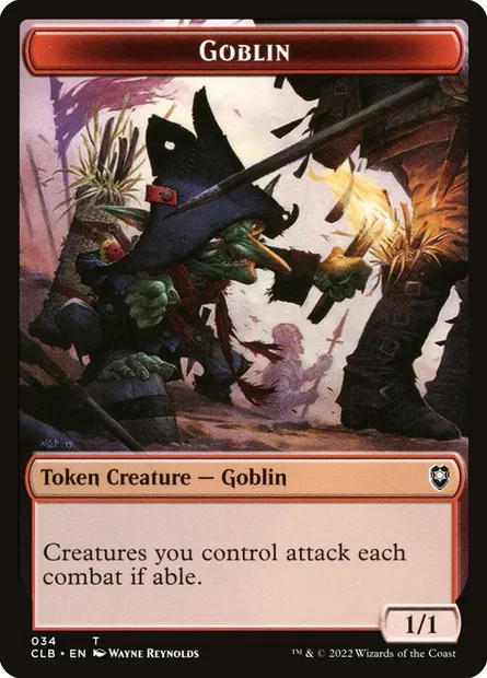 Goblin, carte Magic TCLB 34 — extension Battle for Baldur's Gate Tokens