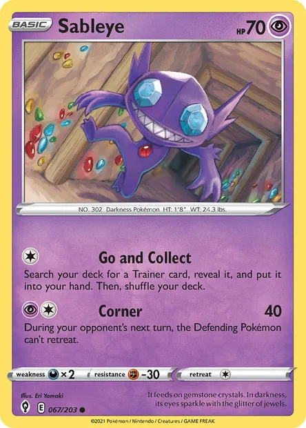 Sableye, Pokémon card EVS 67 — Evolving Skies set