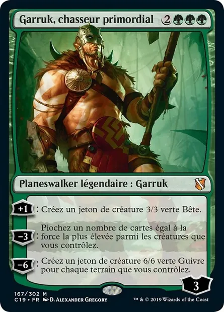 Garruk, chasseur primordial, carte Magic C19 167 — extension Commander 2019