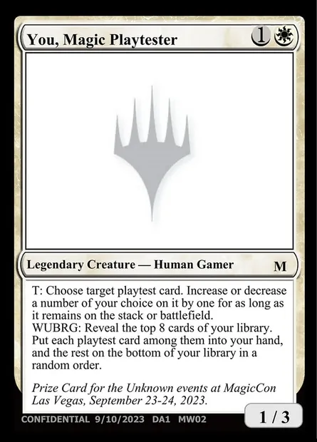 You, Magic Playtester, carte Magic UNK MW02 — extension Unknown Event