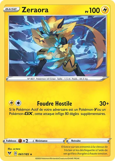 Zeraora, carte Pokémon VIV 61 — extension Voltage Éclatant