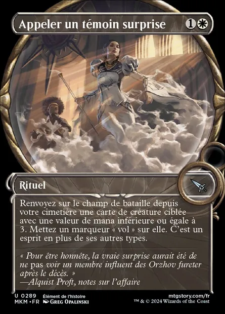 Appeler un témoin surprise, carte Magic MKM 289 — extension Murders at Karlov Manor