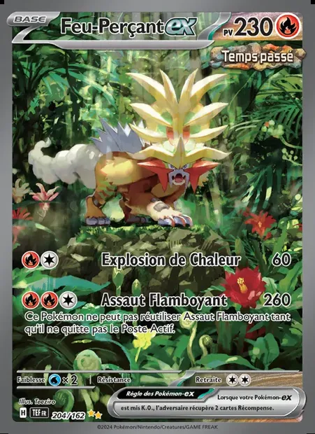Feu-Perçant-ex, carte Pokémon TEF 204 — extension Forces Temporelles