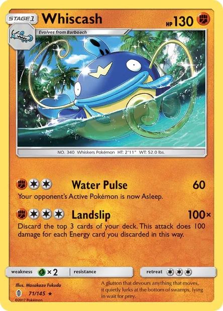 Whiscash, Pokémon card GRI 71 — Guardians Rising set
