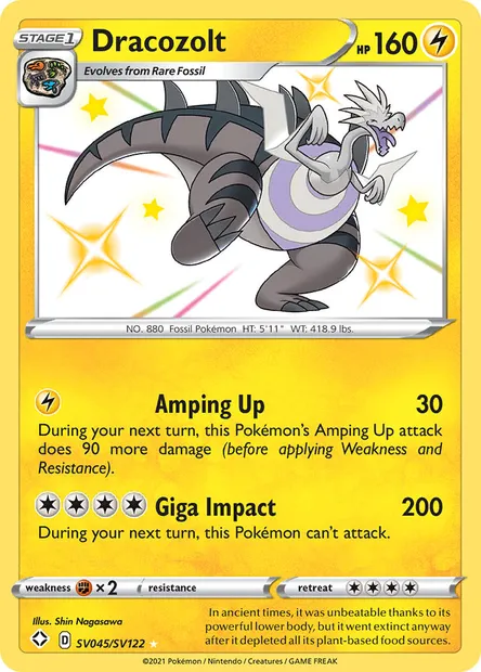 Dracozolt, Pokémon card SHF SV045 — Shining Fates set