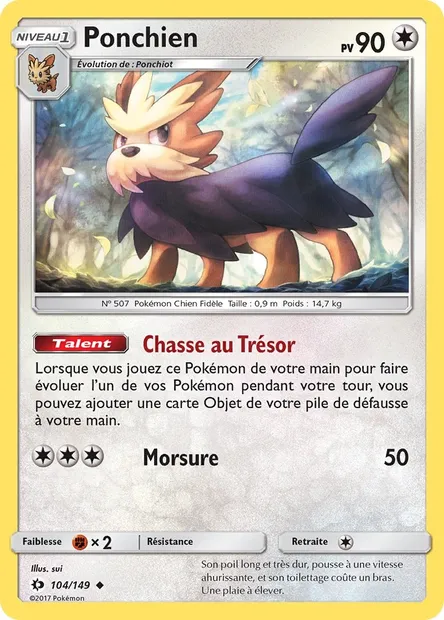 Ponchien, carte Pokémon SUM 104 — extension Soleil et Lune