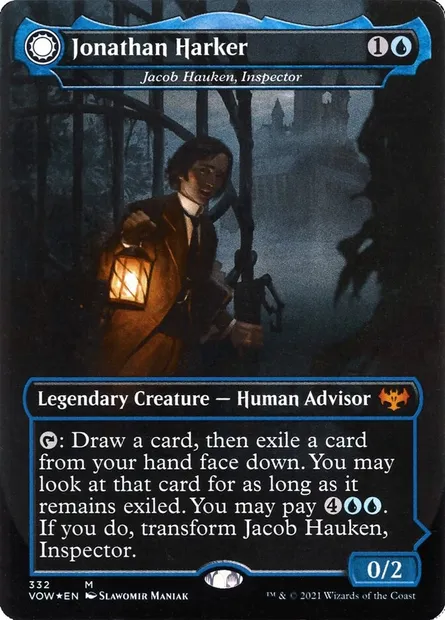 Jacob Hauken, inspecteur // Perspicacité de Hauken, carte Magic VOW 332 — extension Innistrad : noce écarlate