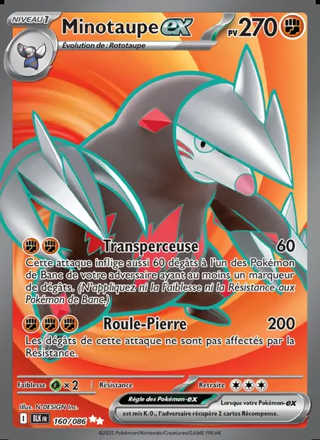 Minotaupe-ex, carte Pokémon BLK 160 — extension Foudre Noire