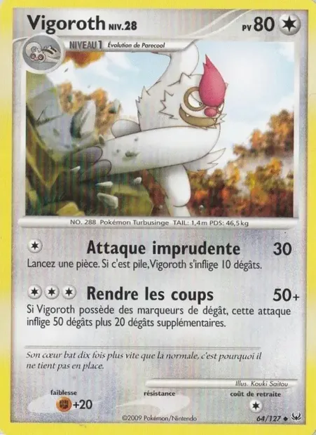 Vigoroth, carte Pokémon PL 64 — extension Platine