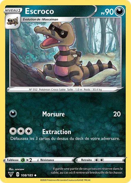 Escroco, carte Pokémon VIV 108 — extension Voltage Éclatant