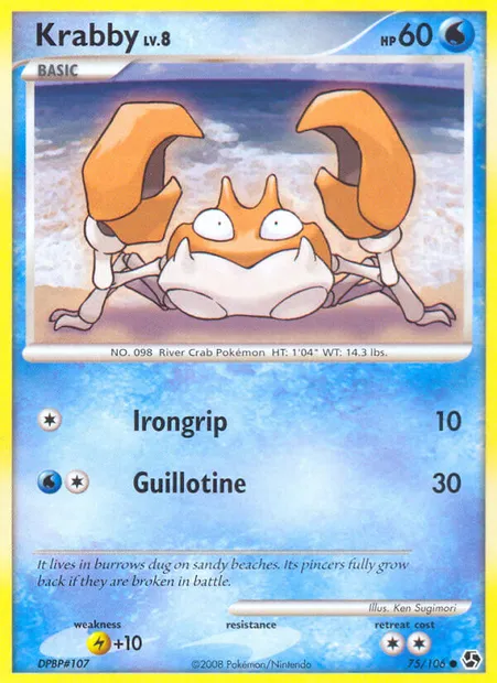 Krabby, carte Pokémon GE 75 — extension Duels au Sommets