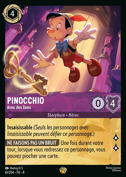 Pinocchio - Avec des liens, carte Disney Lorcana CH8-061 — extension Le Règne de Jafar