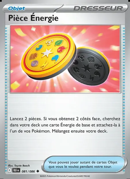 Pièce Énergie, carte Pokémon BLK 081 — extension Foudre Noire