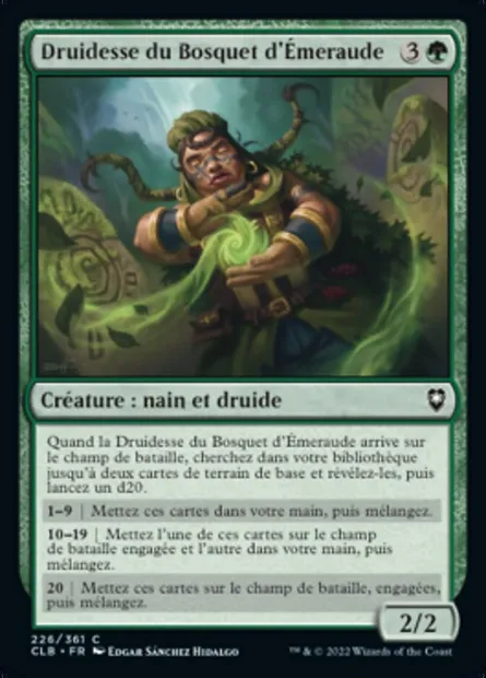 Druidesse du Bosquet d'Émeraude, carte Magic CLB 226 — extension Commander Légendes : la bataille de la Porte de Baldur
