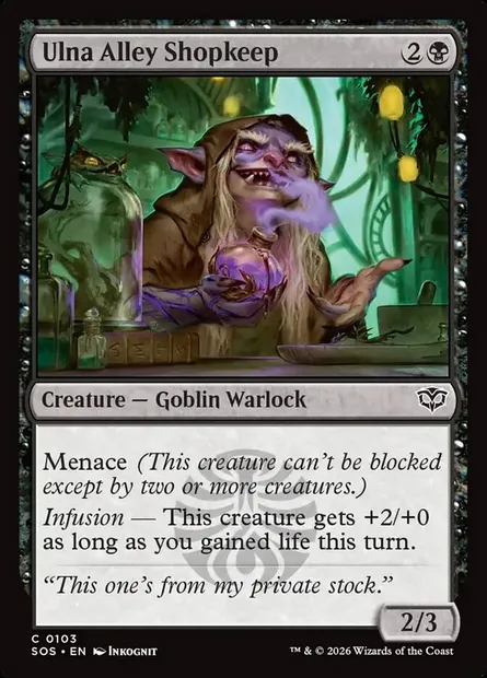 Ulna Alley Shopkeep, Magic card SOS 103 — Secrets of Strixhaven set