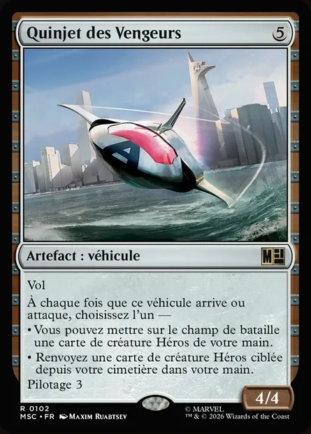 Quinjet des Vengeurs, carte Magic MSC 102 — extension Marvel Super Heroes Commander