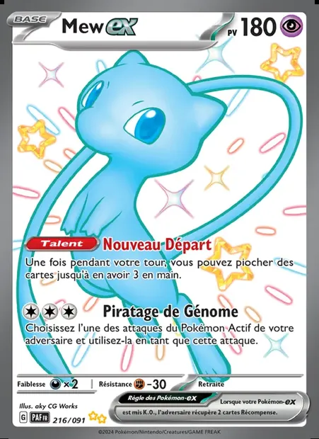 Mew-ex, carte Pokémon PAF 216 — extension Destinées de Paldea