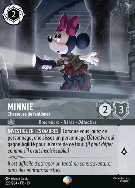 Minnie - Chasseuse de fantômes, carte Disney Lorcana CH10-220 — extension Lueurs dans les Profondeurs