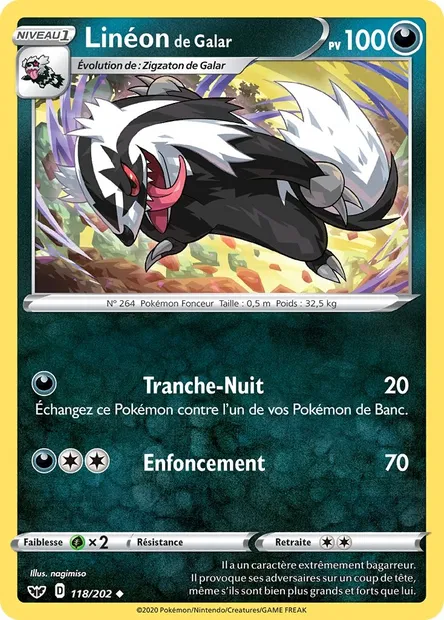 Linéon de Galar, carte Pokémon SSH 118 — extension Épée et Bouclier