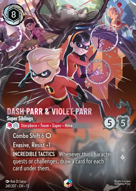 Dash Parr & Violet Parr - Super Siblings, Disney Lorcana card CH13-241 — Attack of the Vine! set