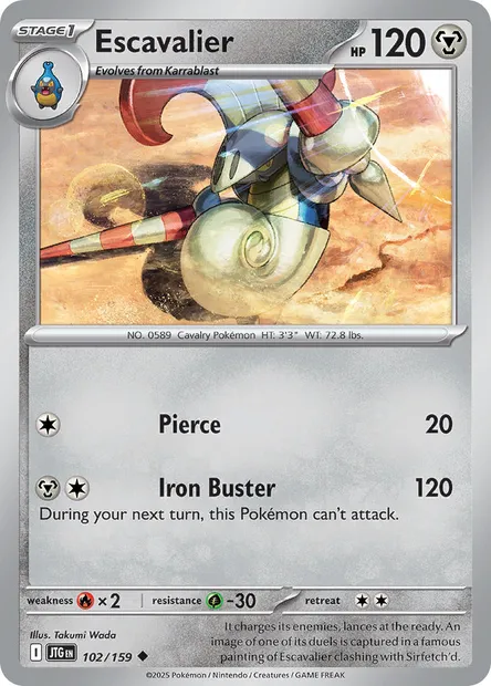 Escavalier, Pokémon card JTG 102 — Journey Together set