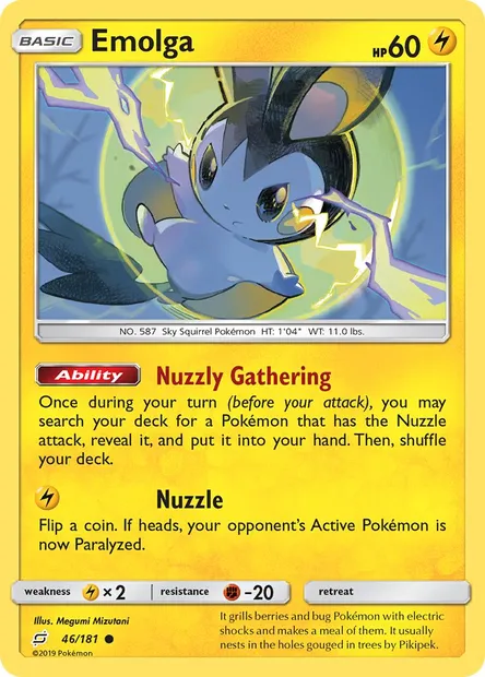 Emolga, Pokémon card TEU 46 — Team Up set