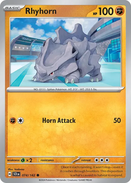 Rhyhorn, Pokémon card SCR 074 — Stellar Crown set