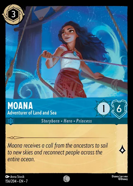 Moana - Adventurer of Land and Sea, Disney Lorcana card CH7-156 — Archazia's Island set