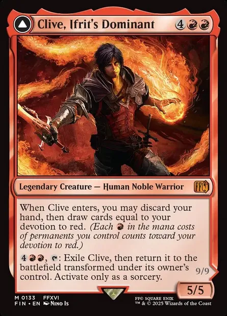 Clive, Ifrit's Dominant // Ifrit, Warden of Inferno, Magic card FIN 133 — Final Fantasy set