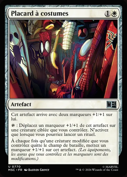 Placard à costumes, carte Magic MSC 770 — extension Marvel Super Heroes Commander