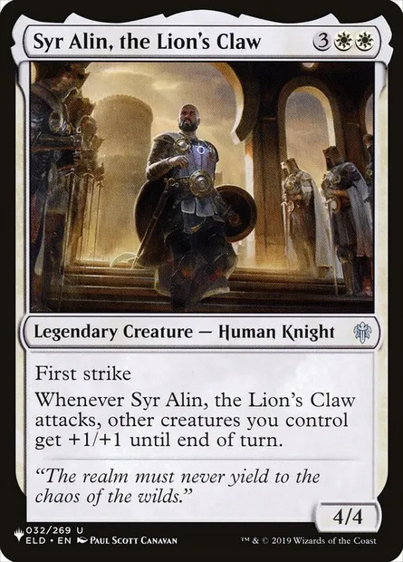 Syr Alin, the Lion's Claw, Magic card PLST ELD-32 — The List set