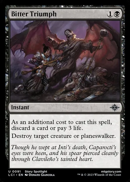 Bitter Triumph, Magic card LCI 91 — The Lost Caverns of Ixalan set