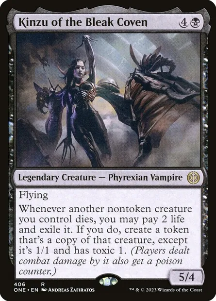 Kinzu of the Bleak Coven, Magic card ONE 406 — Phyrexia: All Will Be One set