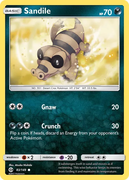 Sandile, Pokémon card SUM 83 — Sun & Moon set