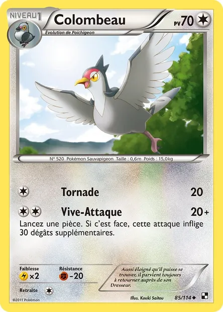 Colombeau, carte Pokémon BLW 85 — extension Noir & Blanc