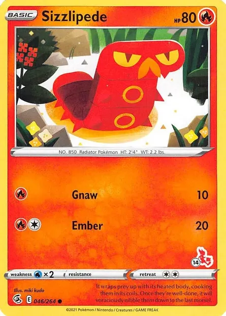 Sizzlipede, Pokémon card BA22 046-14 — Battle Academy 2022 set