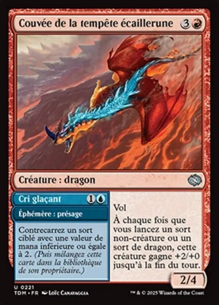Couvée de la tempête écaillerune // Cri glaçant, carte Magic TDM 221 — extension Tarkir: Dragonstorm