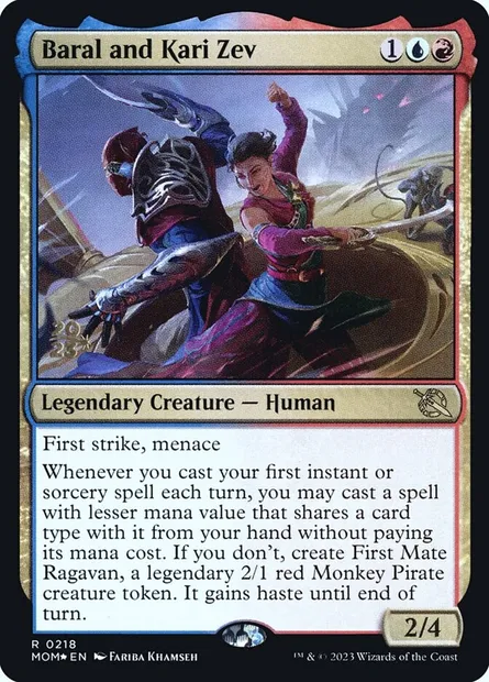 Baral et Kari Zev, carte Magic PMOM 218s — extension March of the Machine Promos
