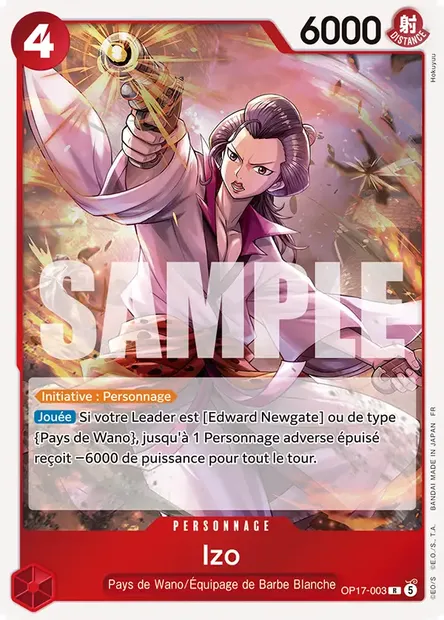 Izo, carte One Piece OP17-003 — extension LES GUERRIERS LES PLUS PUISSANTS AU MONDE