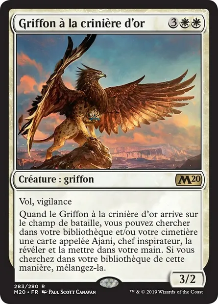 Griffon à la crinière d'or, carte Magic M20 283 — extension Core Set 2020