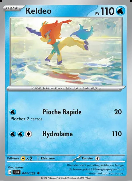 Keldeo, carte Pokémon TEF 044 — extension Forces Temporelles
