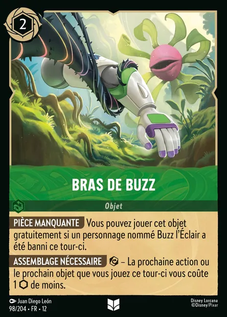 Bras de Buzz, carte Disney Lorcana CH12-098 — extension Contrées Inconnues