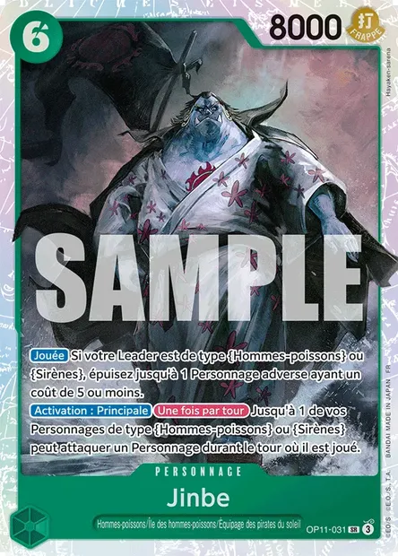 Jinbe, carte One Piece OP11-031 — extension DES POINGS VIFS COMME L'ÉCLAIR