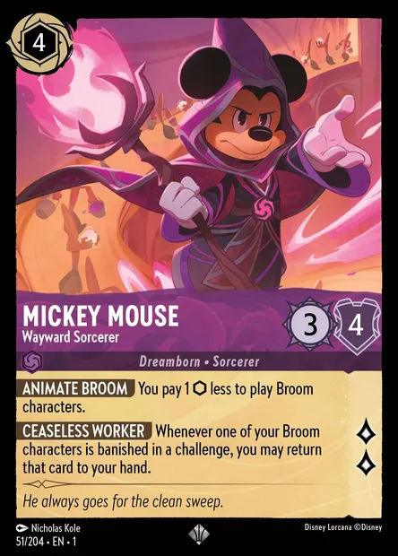 Mickey Mouse - Wayward Sorcerer, Disney Lorcana card CH1-051 — The First Chapter set