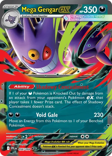 Mega Gengar ex, Pokémon card PFL 056 — Phantasmal Flames set