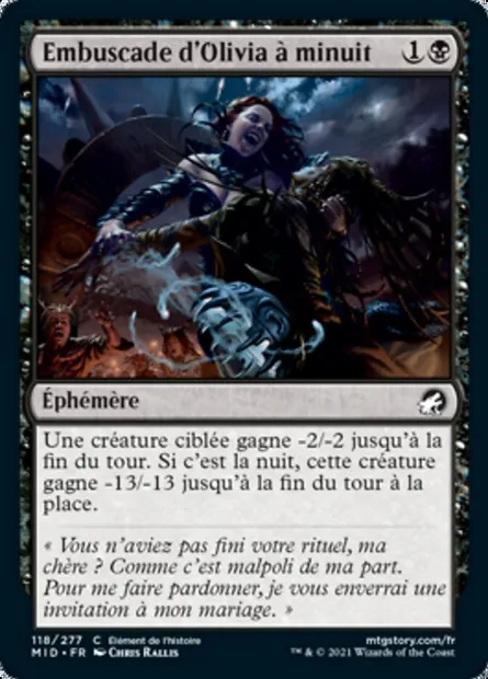 Embuscade d'Olivia à minuit, carte Magic MID 118 — extension Innistrad : chasse de minuit