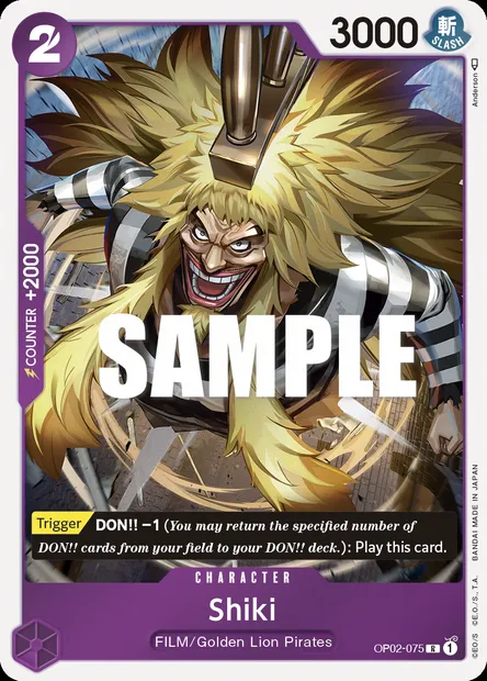 Shiki, One Piece card OP02-075 — PARAMOUNT WAR set