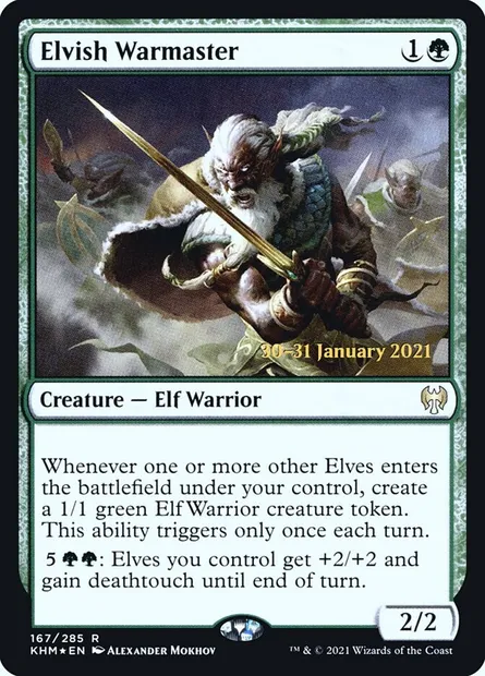 Elvish Warmaster, Magic card PKHM 167s — Kaldheim Promos set